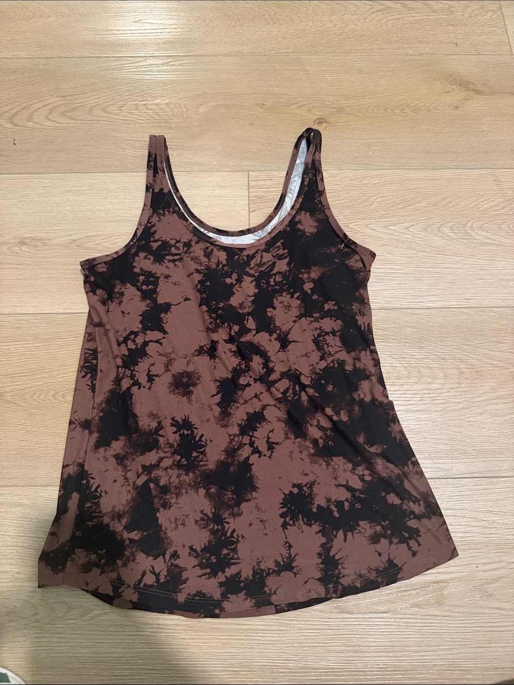 Brown and Black Tie-Dye Scoop Neck Tank Top - Women